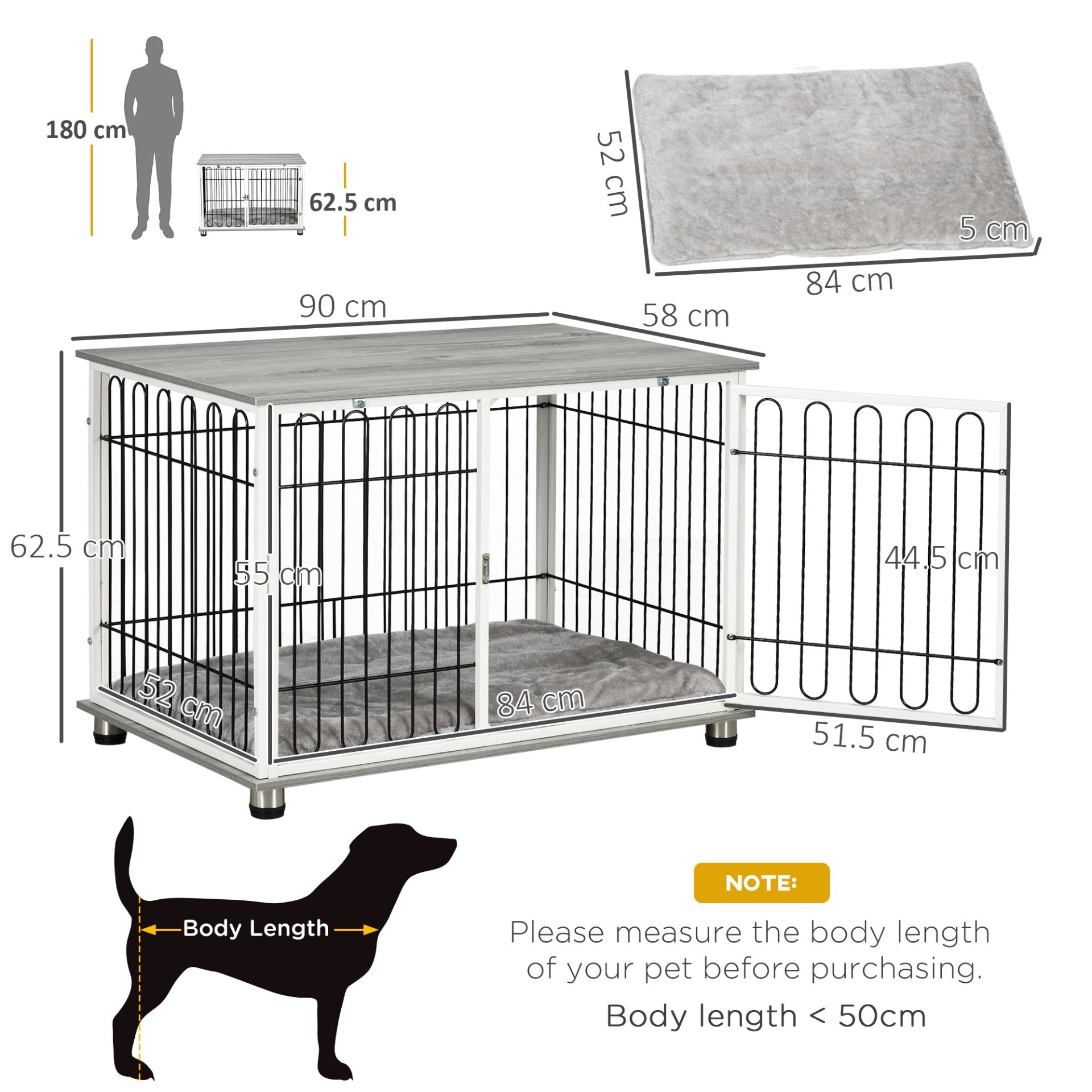 PawHut Dog Crate Furniture, Indoor Dog Kennel Side End Table with Soft Washable Cushion and Lockable Door for Small and Medium Dogs - Baig Merchant