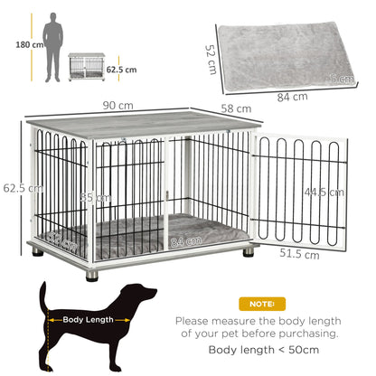 PawHut Dog Crate Furniture, Indoor Dog Kennel Side End Table with Soft Washable Cushion and Lockable Door for Small and Medium Dogs - Baig Merchant