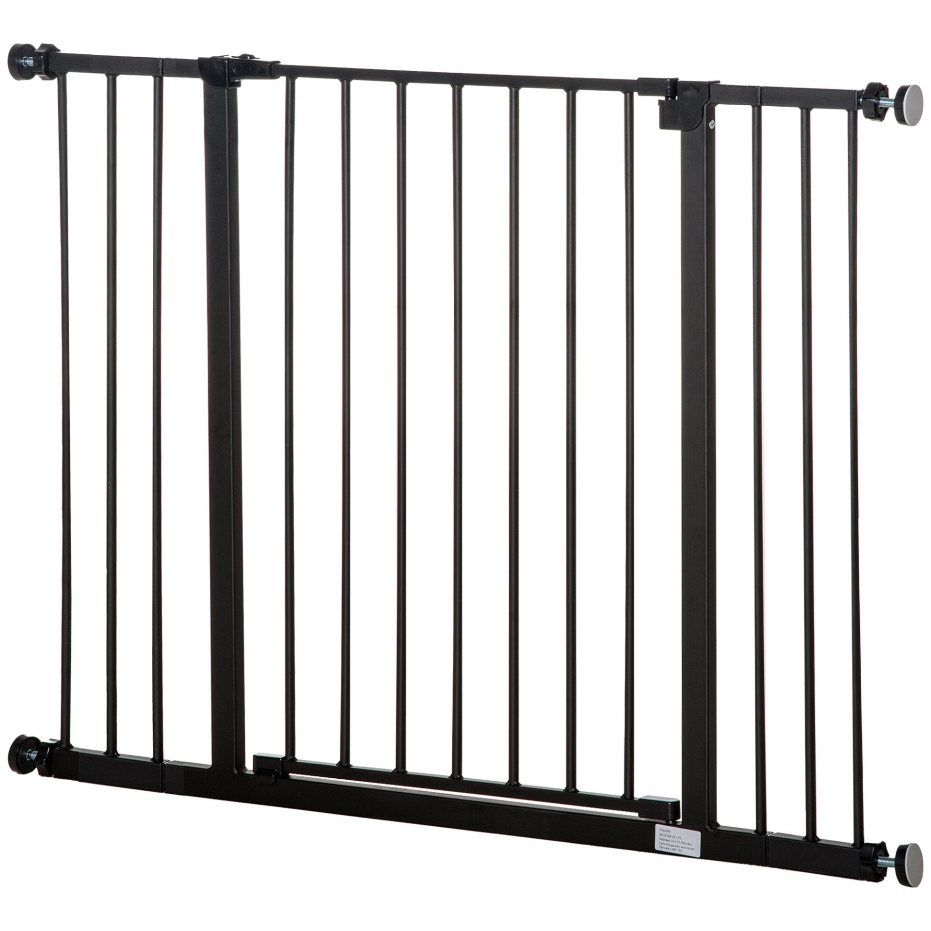 PawHut Dog Gate Pet Safety Gate Stair Barrier Pressure Fit Adjustable 76 - 82/86 - 97/101 - 107 cm, Black - Baig Merchant