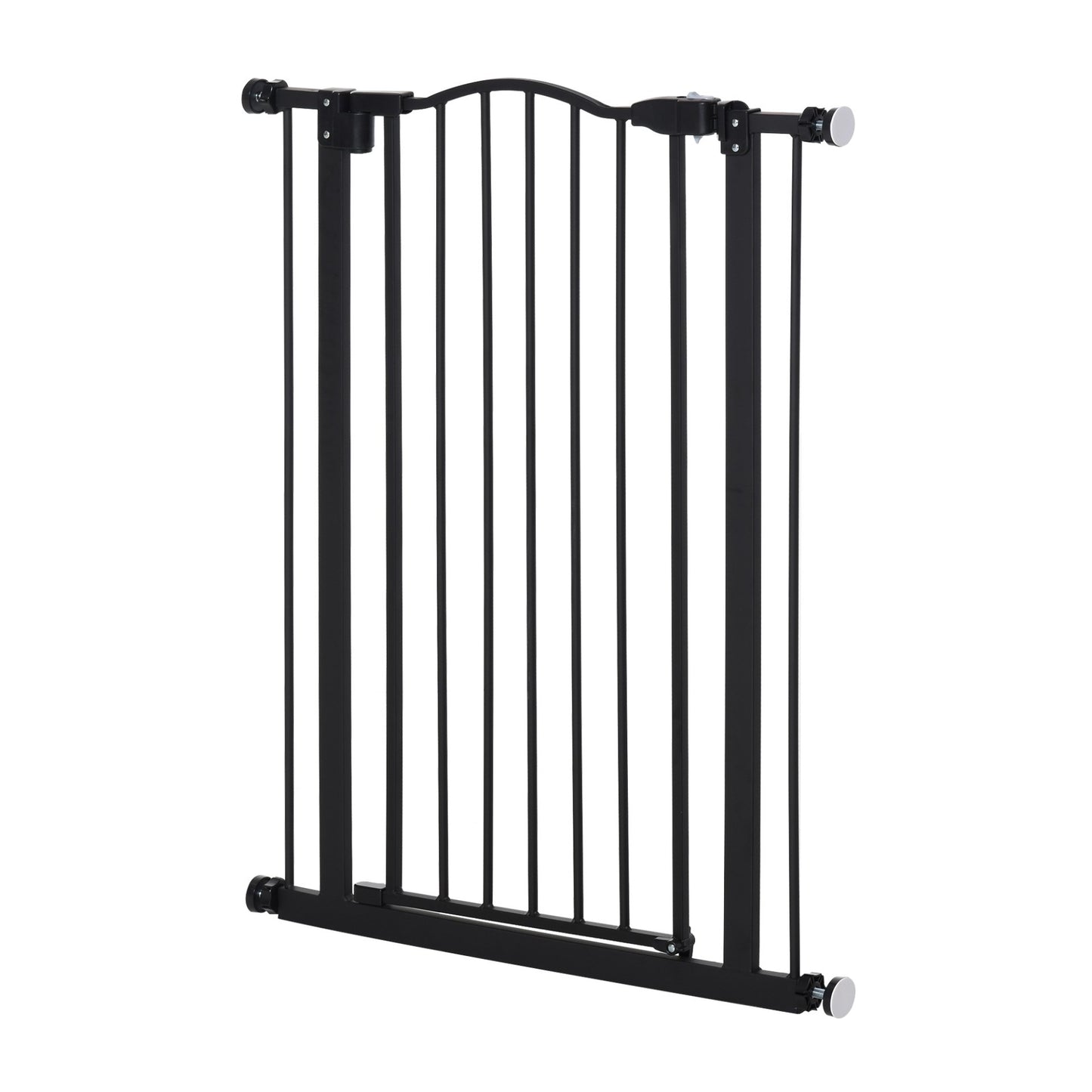 PawHut Dog Gate Pressure Fit Pet Tall Stairs Gate Safety Barrier Auto Close, 94cm Extra Tall, 74 - 80cm Wide, with Double Locking, Black - Baig Merchant