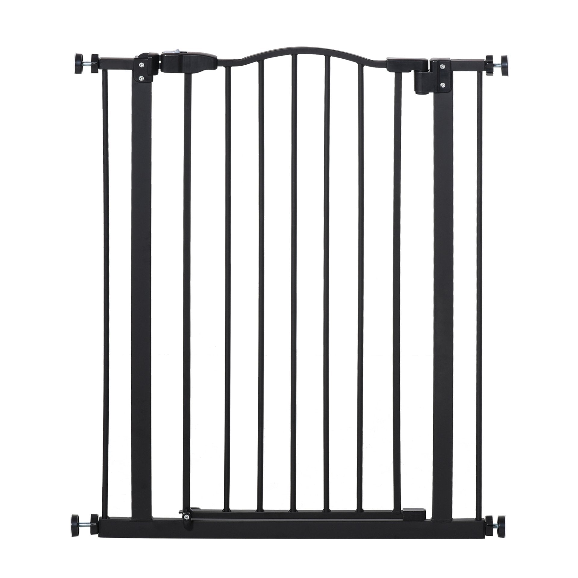 PawHut Dog Gate Pressure Fit Pet Tall Stairs Gate Safety Barrier Auto Close, 94cm Extra Tall, 74 - 80cm Wide, with Double Locking, Black - Baig Merchant