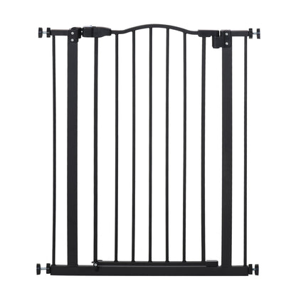 PawHut Dog Gate Pressure Fit Pet Tall Stairs Gate Safety Barrier Auto Close, 94cm Extra Tall, 74 - 80cm Wide, with Double Locking, Black - Baig Merchant