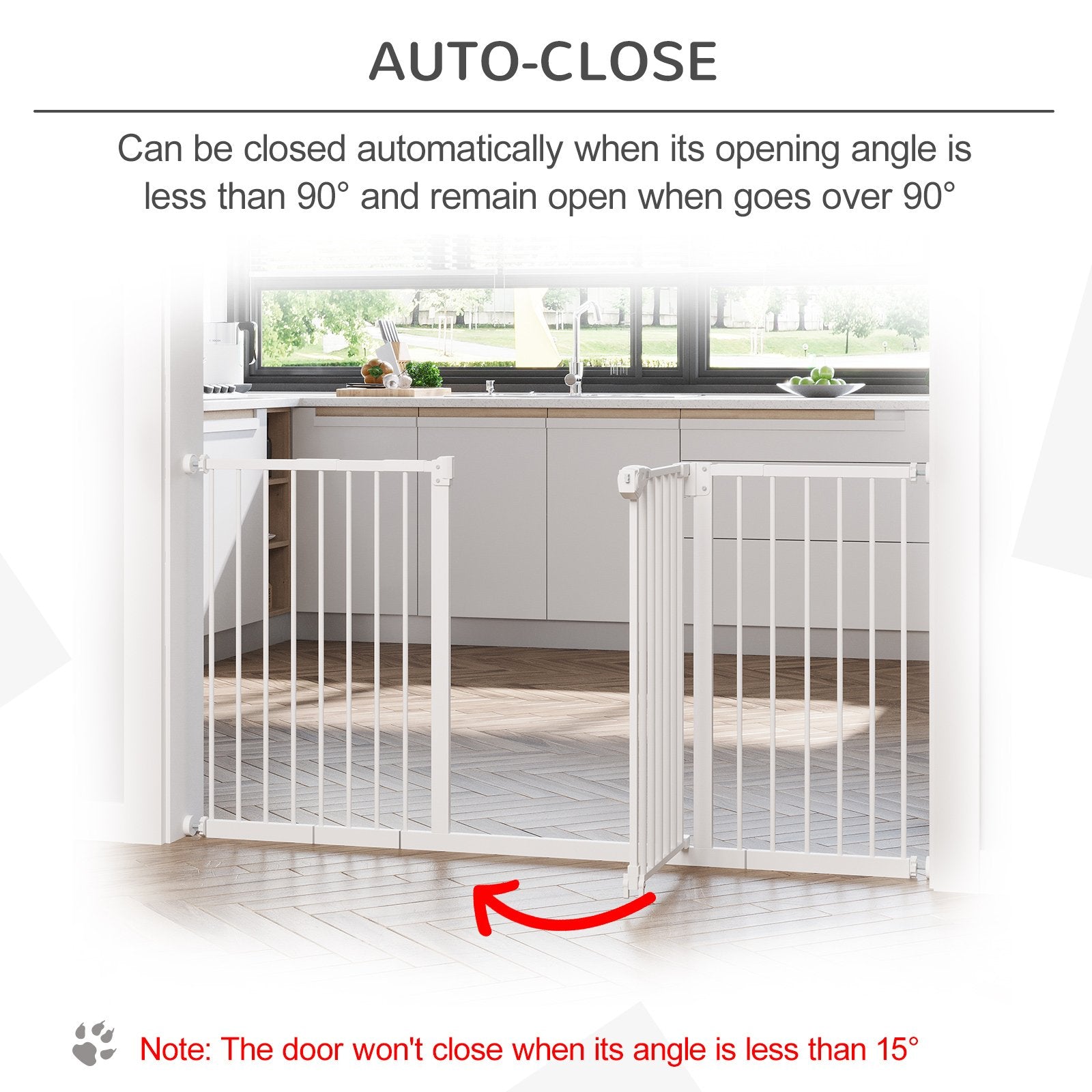 PawHut Dog Gate Stair Gate Pressure Fit Pets Barrier Auto Close for Doorway Hallway, 74 - 148cm Wide Adjustable, White - Baig Merchant