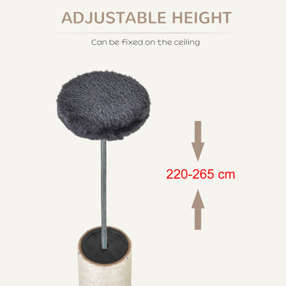 PawHut Floor to Ceiling Cat Tree for Indoor Cats Play Tower Climbing Activity Center Scratching Post Platforms Condo Adjustable Height 220 - 265cm Dark Grey - Baig Merchant