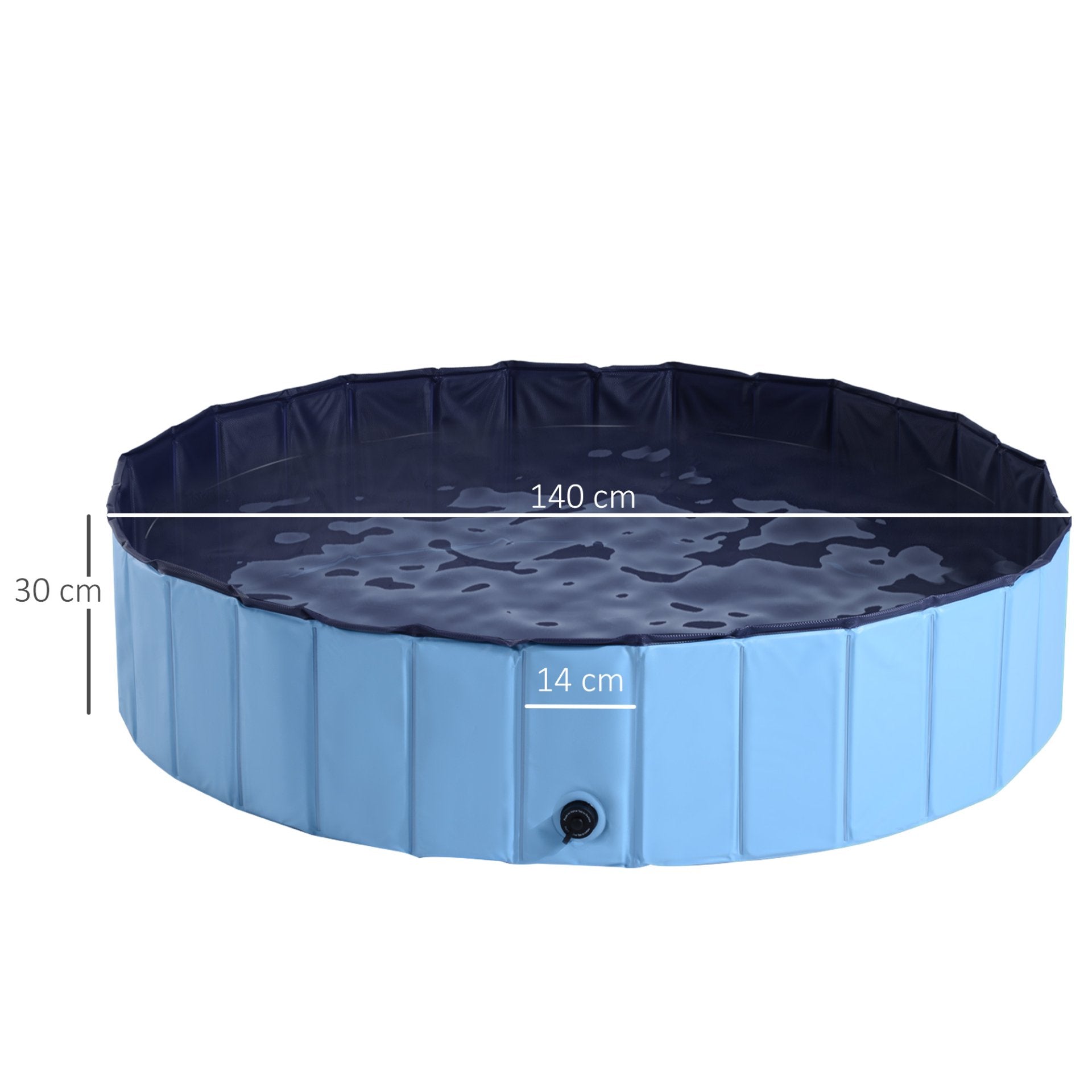 PawHut Foldable Dog Paddling Pool - Collapsible Pet Swimming Pool for Indoor & Outdoor Use, Summer Bathing Tub (Φ140 x 30H cm, Blue) - Baig Merchant