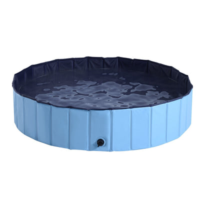 PawHut Foldable Dog Paddling Pool - Collapsible Pet Swimming Pool for Indoor & Outdoor Use, Summer Bathing Tub (Φ140 x 30H cm, Blue) - Baig Merchant