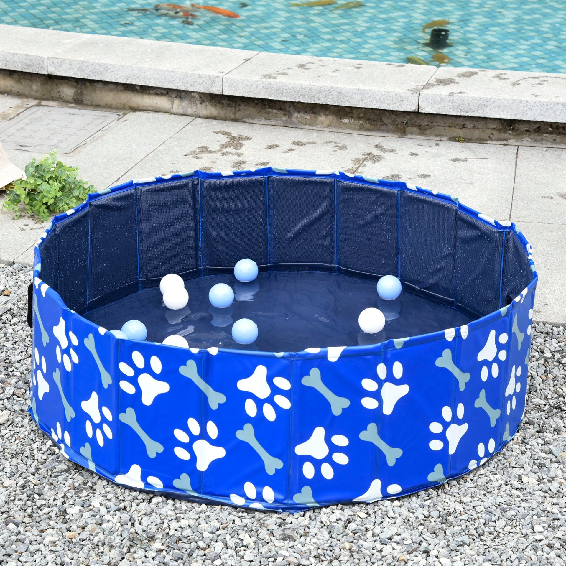 PawHut Foldable Dog Paddling Pool Pet Cat Swimming Pool Indoor/Outdoor Collapsible Bathing Tub Shower Tub Puppy Φ100 × 30H cm M Sized - Baig Merchant