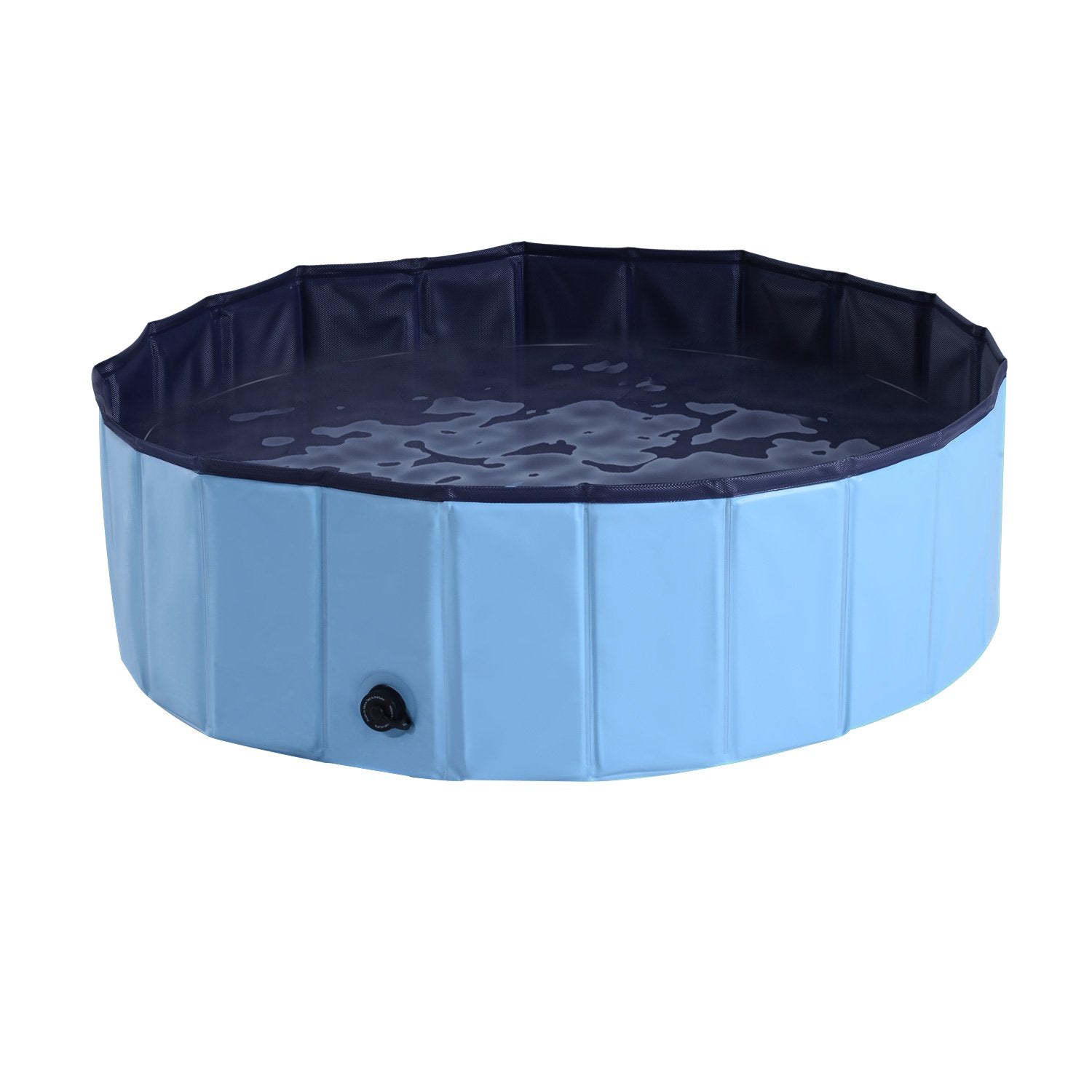 PawHut Foldable Dog Paddling Pool Pet Cat Swimming Pool Indoor/Outdoor Collapsible Summer Bathing Tub Shower Tub Puppy Washer (Φ100 x 30H cm, Blue) - Baig Merchant