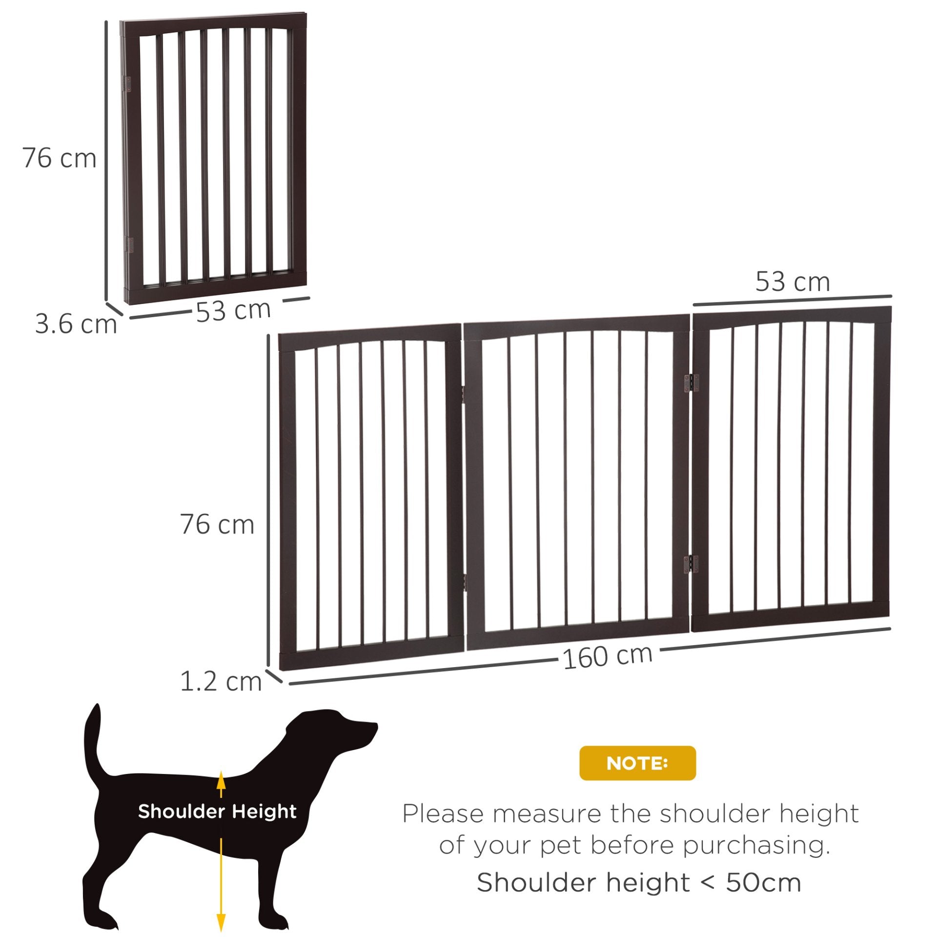 PawHut Folding 3 Panel Pet Gate Wooden Foldable Dog Fence Indoor Free Standing Safety Gate Portable Separation Pet Barrier Guard - Baig Merchant