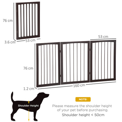 PawHut Folding 3 Panel Pet Gate Wooden Foldable Dog Fence Indoor Free Standing Safety Gate Portable Separation Pet Barrier Guard - Baig Merchant