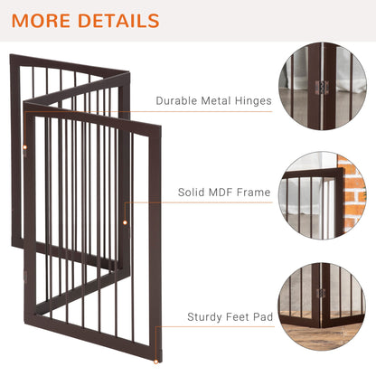 PawHut Folding 3 Panel Pet Gate Wooden Foldable Dog Fence Indoor Free Standing Safety Gate Portable Separation Pet Barrier Guard - Baig Merchant