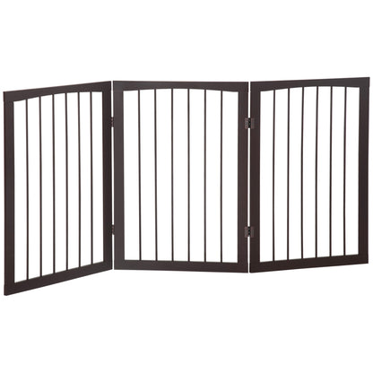 PawHut Folding 3 Panel Pet Gate Wooden Foldable Dog Fence Indoor Free Standing Safety Gate Portable Separation Pet Barrier Guard - Baig Merchant