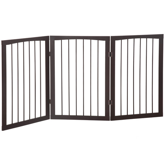 PawHut Folding 3 Panel Pet Gate Wooden Foldable Dog Fence Indoor Free Standing Safety Gate Portable Separation Pet Barrier Guard - Baig Merchant