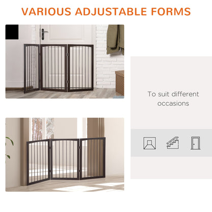 PawHut Folding 3 Panel Pet Gate Wooden Foldable Dog Fence Indoor Free Standing Safety Gate Portable Separation Pet Barrier Guard - Baig Merchant