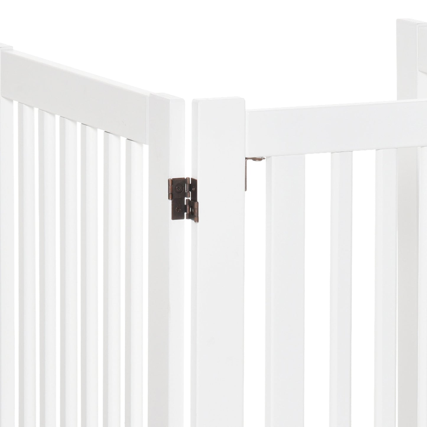 PawHut Freestanding Dog Gate Wood Doorway Safety Pet Barrier Fence Foldable w/ Latch Support Feet White, 155 x 76 cm - Baig Merchant