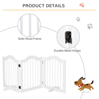 PawHut Freestanding Wooden Pet Gate with Support Feet - White - Baig Merchant