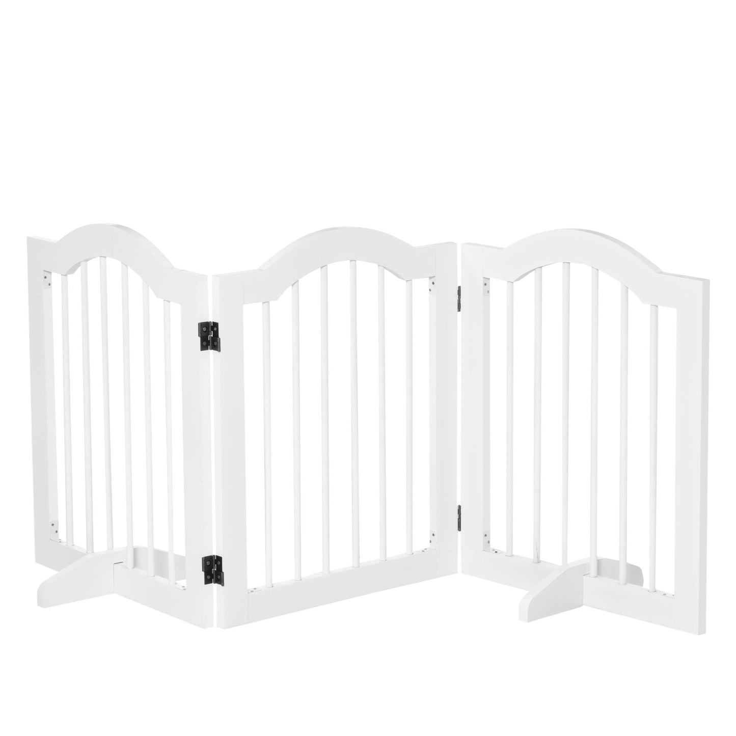 PawHut Freestanding Wooden Pet Gate with Support Feet - White - Baig Merchant