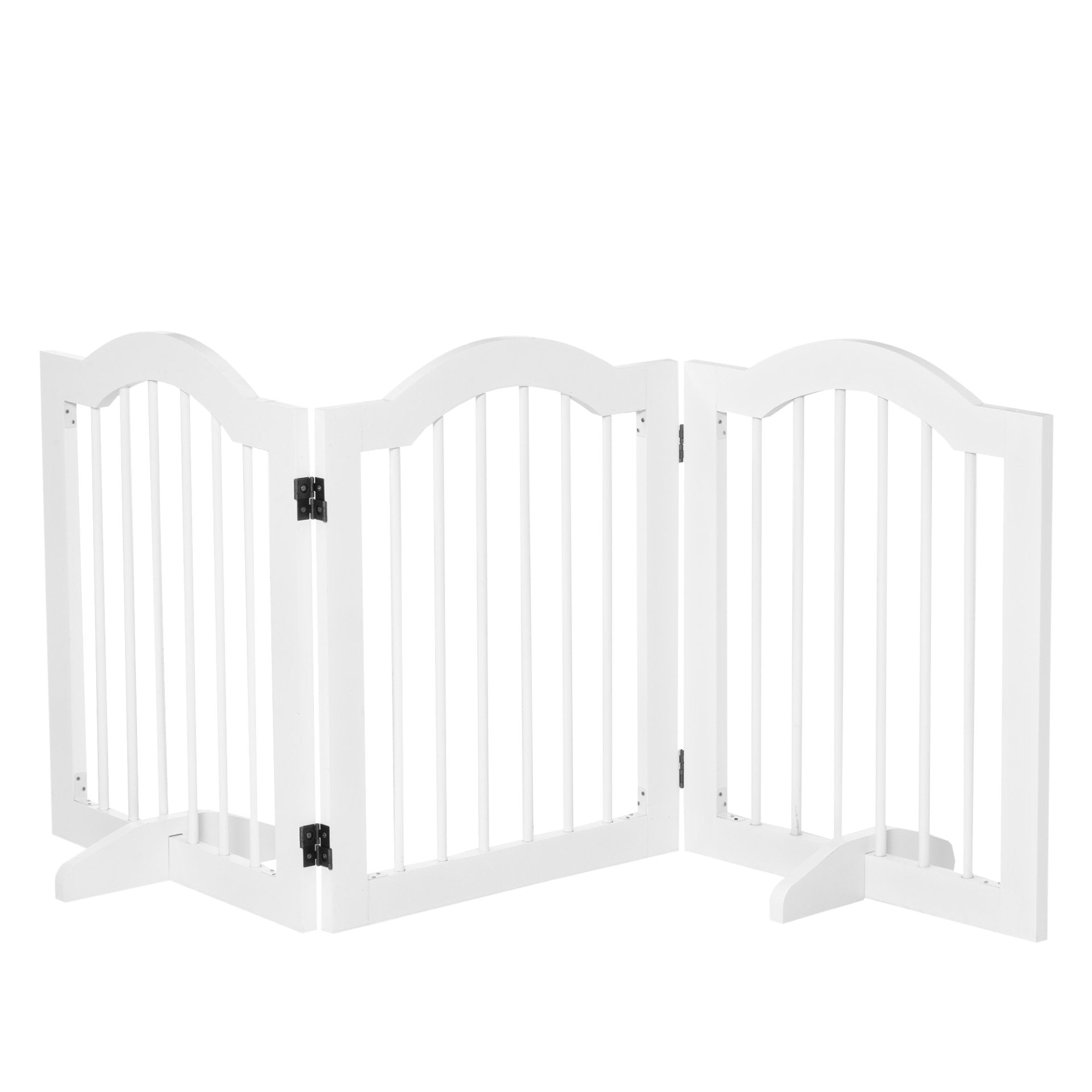 PawHut Freestanding Wooden Pet Gate with Support Feet - White - Baig Merchant