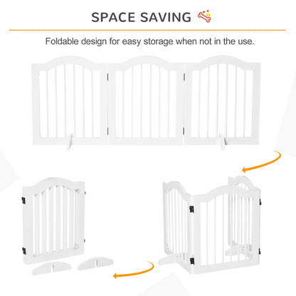 PawHut Freestanding Wooden Pet Gate with Support Feet - White - Baig Merchant