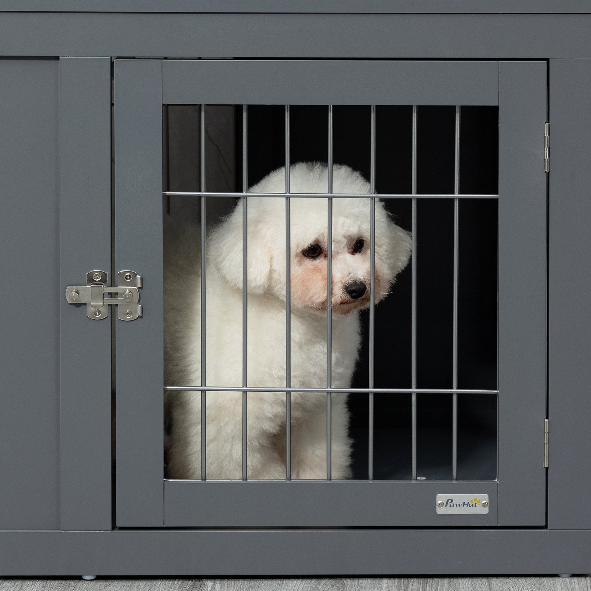 PawHut Furniture - Style Dog Crate for Small and Medium Dogs, End Table Pet Cage with Two Lockable Doors - Grey - Baig Merchant