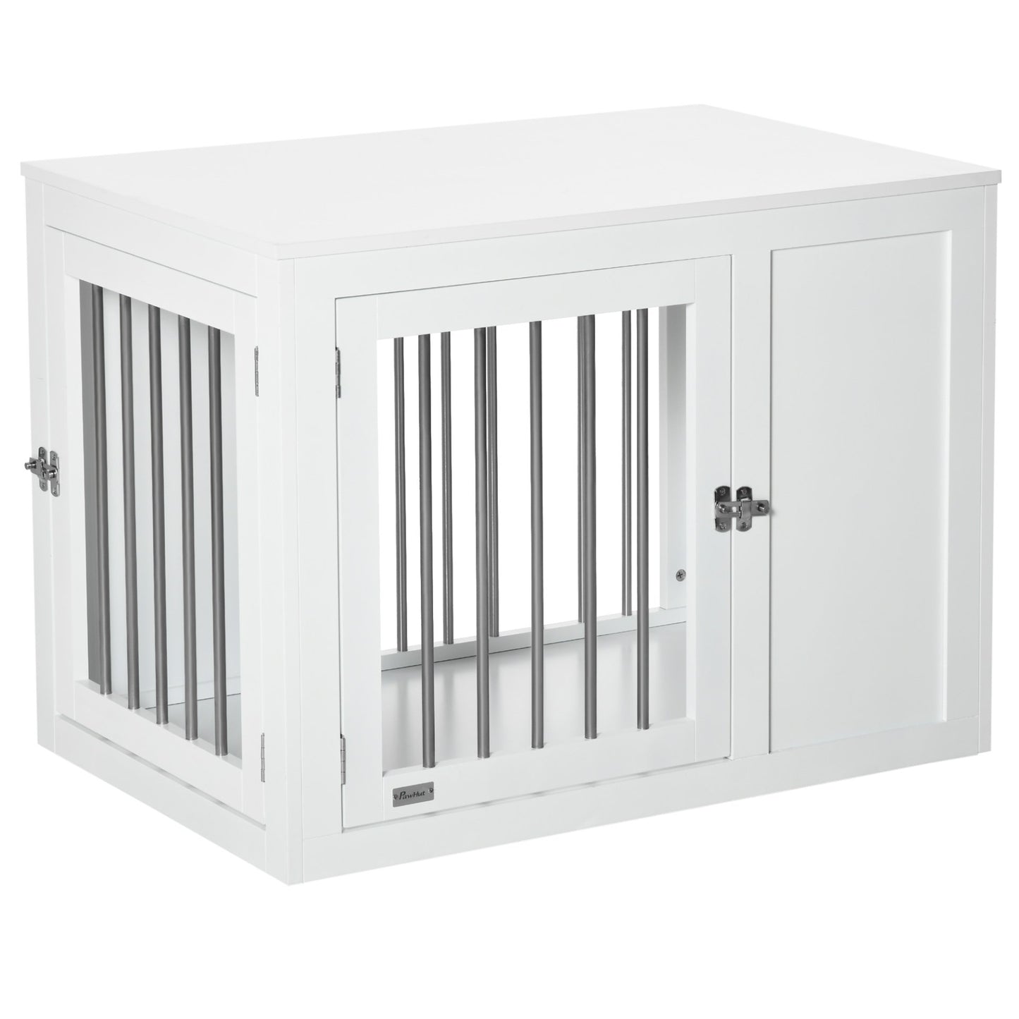 PawHut Furniture Style Dog Crate with Two Doors, End Table Pet Cage Kennel with Locks, for Medium Dogs - White - Baig Merchant