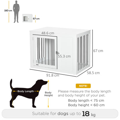 PawHut Furniture Style Dog Crate with Two Doors, End Table Pet Cage Kennel with Locks, for Medium Dogs - White - Baig Merchant