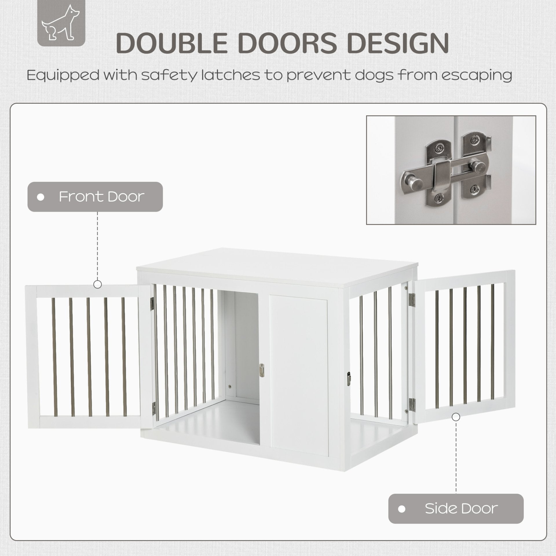 PawHut Furniture Style Dog Crate with Two Doors, End Table Pet Cage Kennel with Locks, for Medium Dogs - White - Baig Merchant