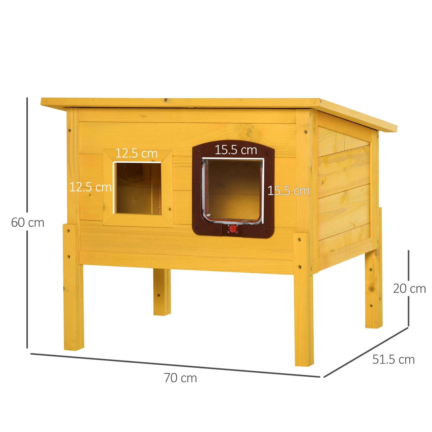 Pawhut Garden Wooden Cat House Hide Cage Outdoor Pet Play Home Water - resistant Roof Kitty Shelter Kennel w/ith Door & Window - Baig Merchant