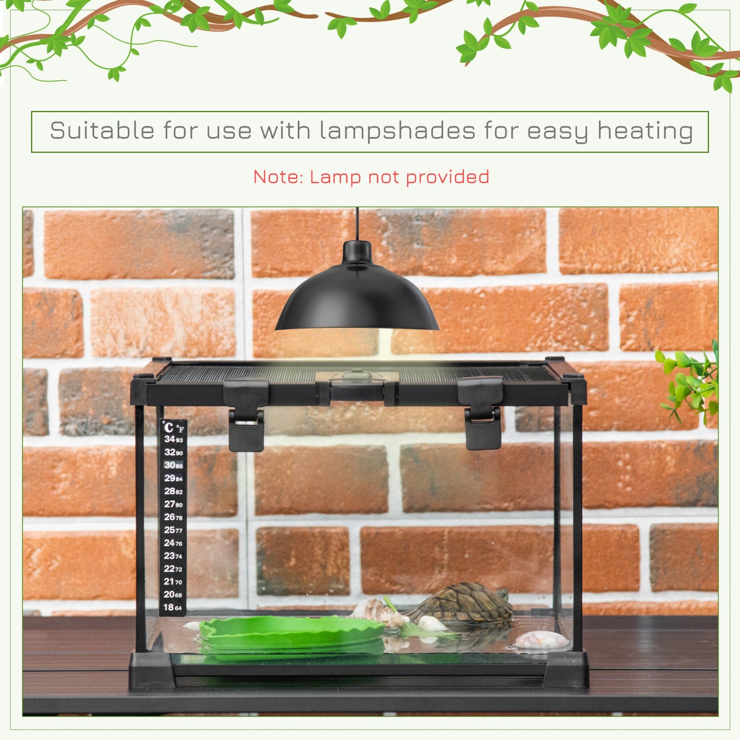 PawHut Glass Reptile Terrarium Insect Breeding Tank Vivarium Habitats with Thermometer for Lizards, Horned Frogs, Snakes, Spiders - Medium 50 x 30 x 25cm - Baig Merchant