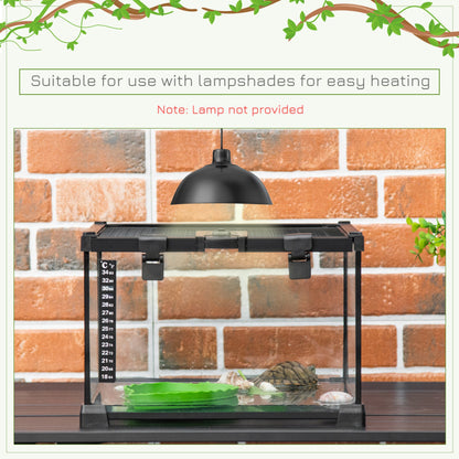 PawHut Glass Reptile Terrarium Insect Breeding Tank Vivarium Habitats with Thermometer for Lizards, Horned Frogs, Snakes, Spiders - Medium 50 x 30 x 25cm - Baig Merchant