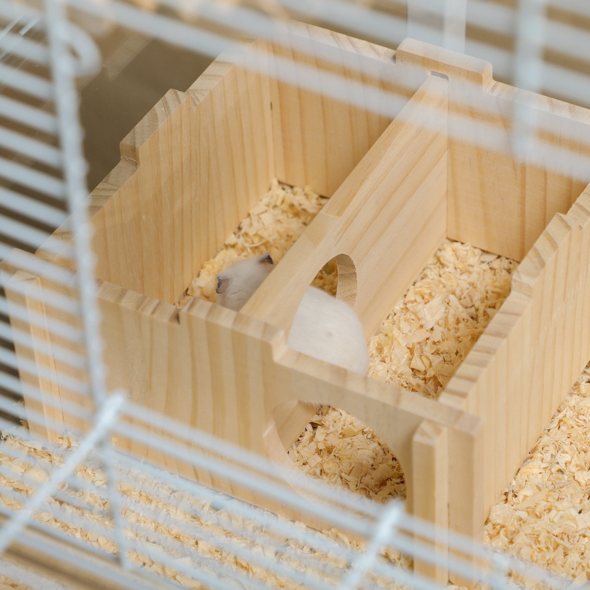 PawHut Hamster Cage, Gerbilarium Cage w/ Deep Bottom, Litter Area, Wooden Ramp, Platforms, Hut, Exercise Wheel, for Small Rodents, 59 x 35.5 x 47cm - Baig Merchant