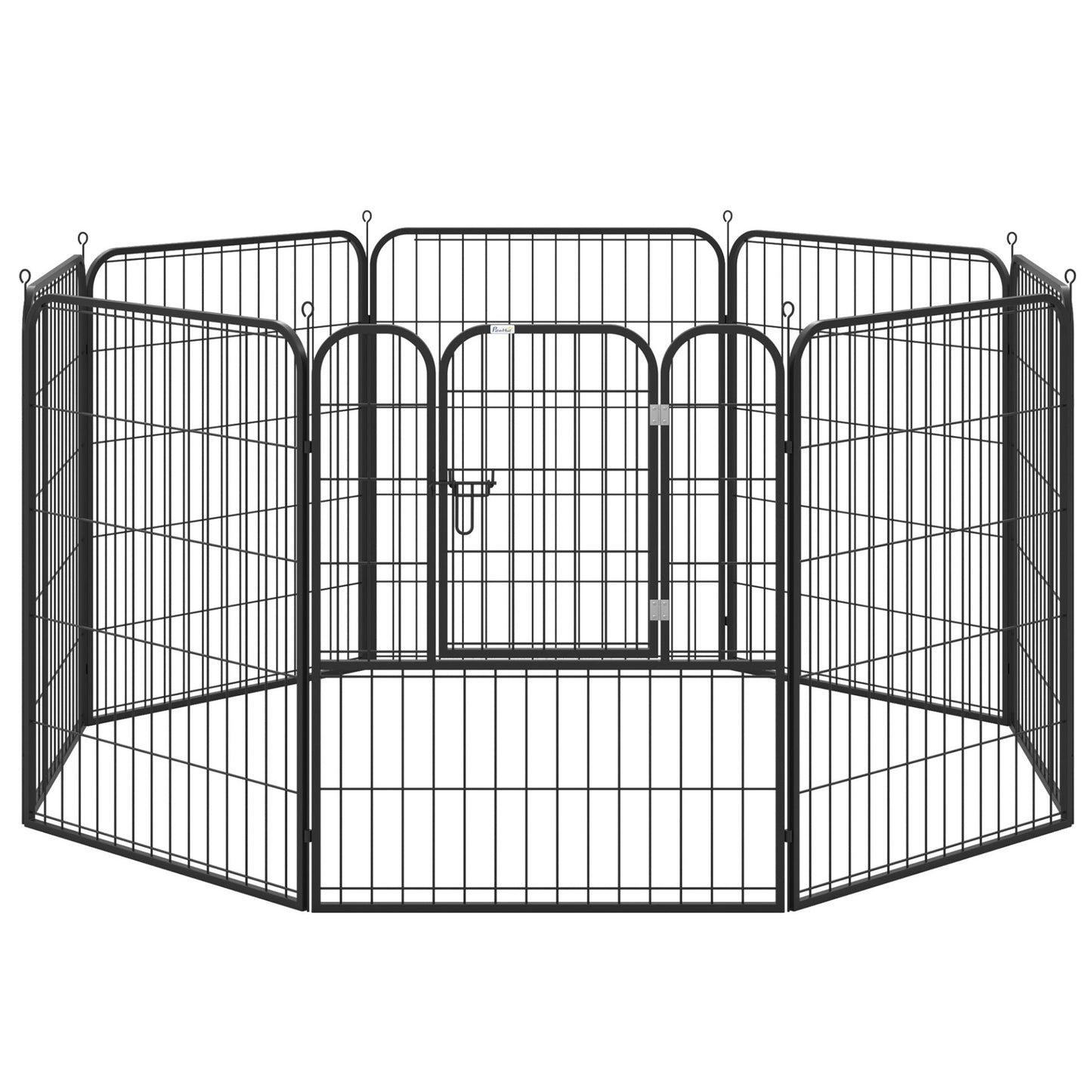 PawHut Heavy Duty 8 Panel Dog Play Pen Pet Playpen for Puppy Rabbit Enclosure Foldable Indoor Outdoor 80 x 100 cm - Baig Merchant