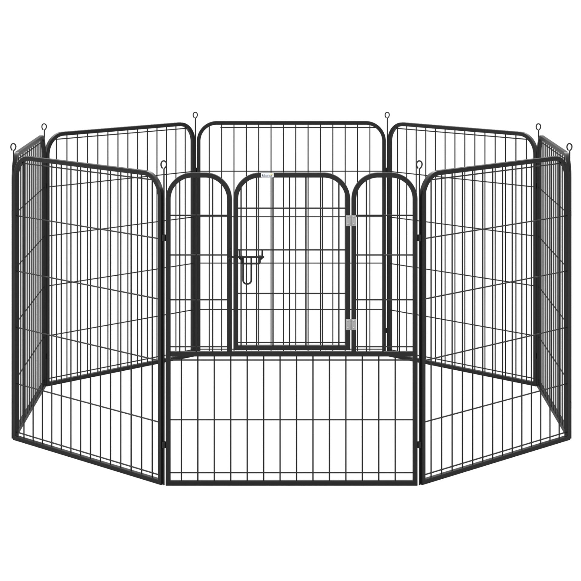 PawHut Heavy Duty 8 Panel Dog Play Pen Pet Playpen for Puppy Rabbit Enclosure Foldable Indoor Outdoor 80 x 100 cm - Baig Merchant