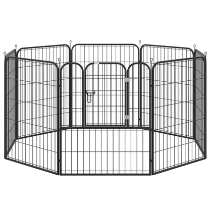 PawHut Heavy Duty 8 Panel Dog Play Pen Pet Playpen for Puppy Rabbit Enclosure Foldable Indoor Outdoor 80 x 100 cm - Baig Merchant