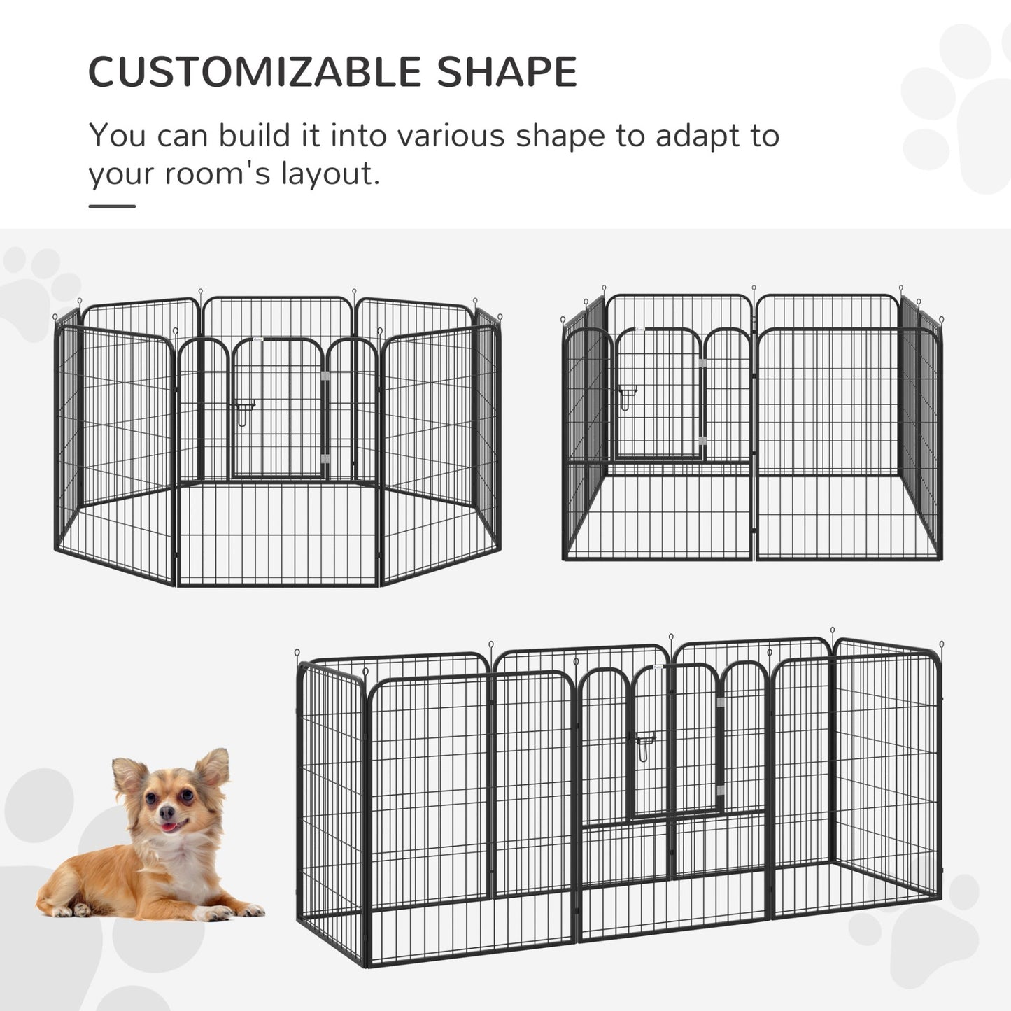 PawHut Heavy Duty 8 Panel Dog Play Pen Pet Playpen for Puppy Rabbit Enclosure Foldable Indoor Outdoor 80 x 100 cm - Baig Merchant