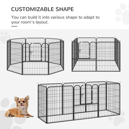 PawHut Heavy Duty 8 Panel Dog Play Pen Pet Playpen for Puppy Rabbit Enclosure Foldable Indoor Outdoor 80 x 100 cm - Baig Merchant