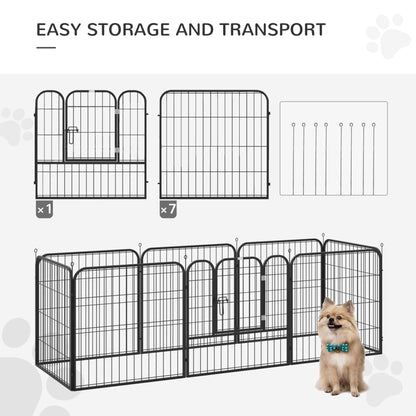 PawHut Heavy Duty 8 Panel Dog Play Pen Pet Playpen for Puppy Rabbit Enclosure Foldable Indoor Outdoor 80 x 80 cm - Baig Merchant