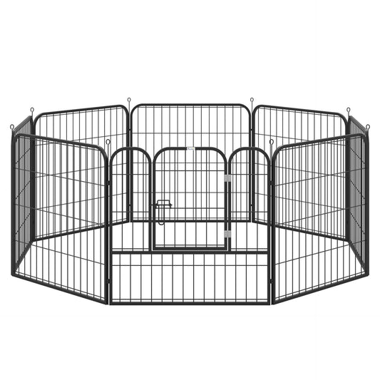 PawHut Heavy Duty 8 Panel Dog Play Pen Pet Playpen for Puppy Rabbit Enclosure Foldable Indoor Outdoor 80 x 80 cm - Baig Merchant