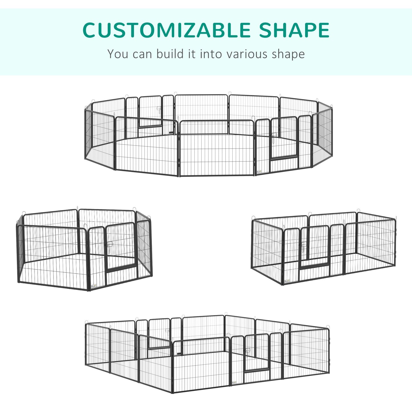 PawHut Heavy Duty Pet Playpen, 12 Panels Dog Pen Puppy Play Pen, Foldable Steel Dog Exercise Fence, with 2 Doors Locking Latch, 80 x 60 cm - Baig Merchant