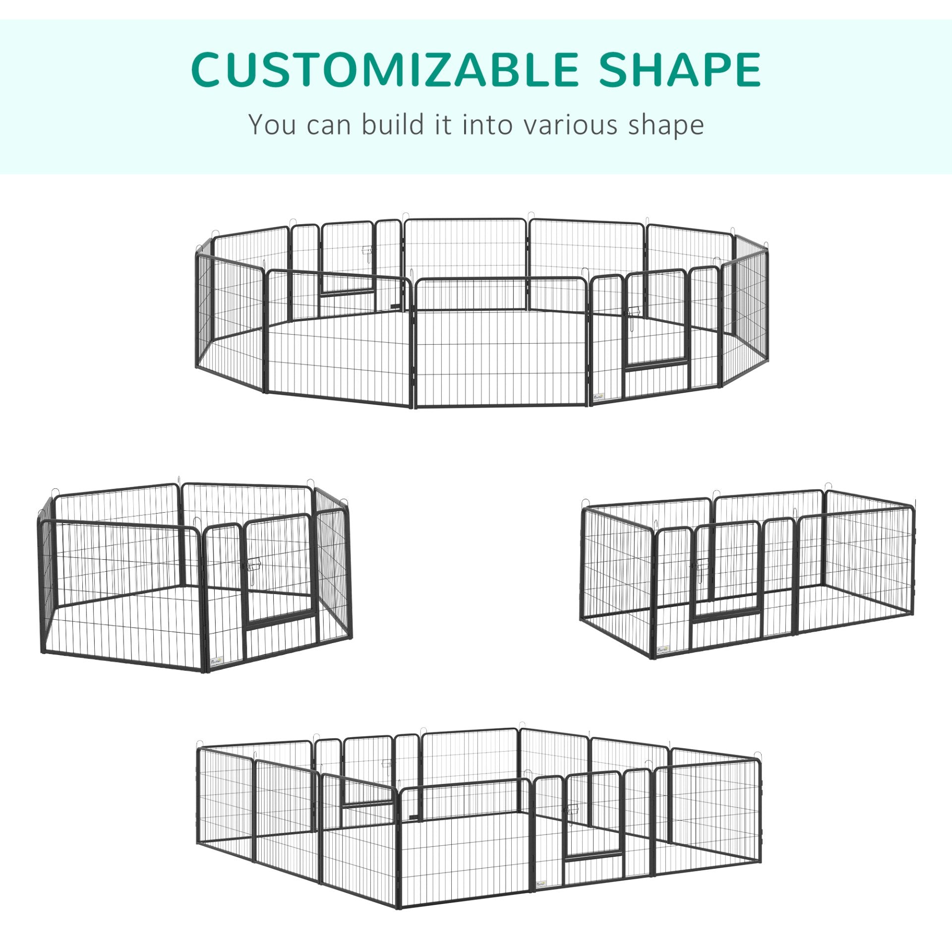 PawHut Heavy Duty Pet Playpen, 12 Panels Dog Pen Puppy Play Pen, Foldable Steel Dog Exercise Fence, with 2 Doors Locking Latch, 80 x 60 cm - Baig Merchant