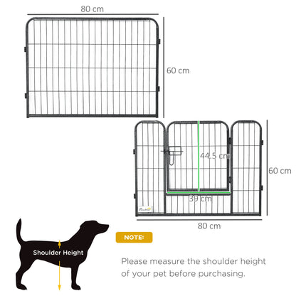 PawHut Heavy Duty Pet Playpen, 12 Panels Dog Pen Puppy Play Pen, Foldable Steel Dog Exercise Fence, with 2 Doors Locking Latch, 80 x 60 cm - Baig Merchant