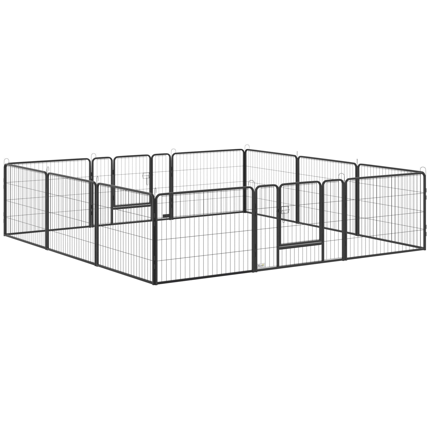 PawHut Heavy Duty Pet Playpen, 12 Panels Dog Pen Puppy Play Pen, Foldable Steel Dog Exercise Fence, with 2 Doors Locking Latch, 80 x 60 cm - Baig Merchant