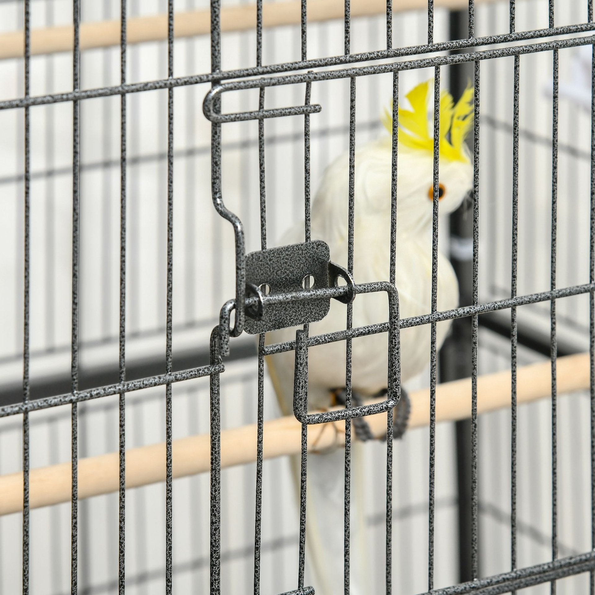 PawHut Large Bird Cage Budgie Cage for Finch Canaries Parakeet with Rolling Stand, Slide - out Tray, Storage Shelf, Food Containers, Dark Grey - Baig Merchant