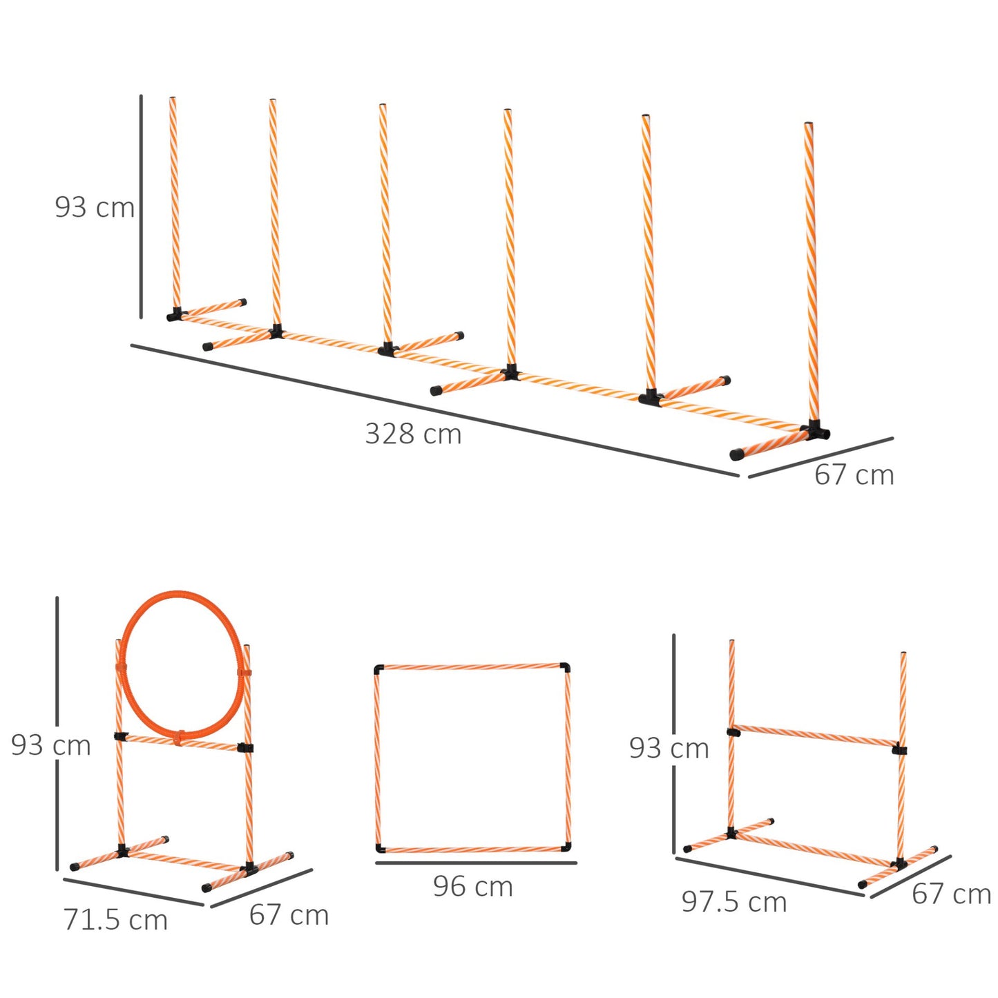 PawHut Pet Agility Training Equipment Dog Play Run Jump Hurdle Bar Obedience Training Set with Adjustable Height Jump Ring High Jumper Weave Poles Square Pause Box Carry Bag Whistle - Baig Merchant