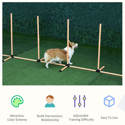 PawHut Pet Agility Training Equipment Dog Play Run Jump Hurdle Bar Obedience Training Set with Adjustable Height Jump Ring High Jumper Weave Poles Square Pause Box Carry Bag Whistle - Baig Merchant