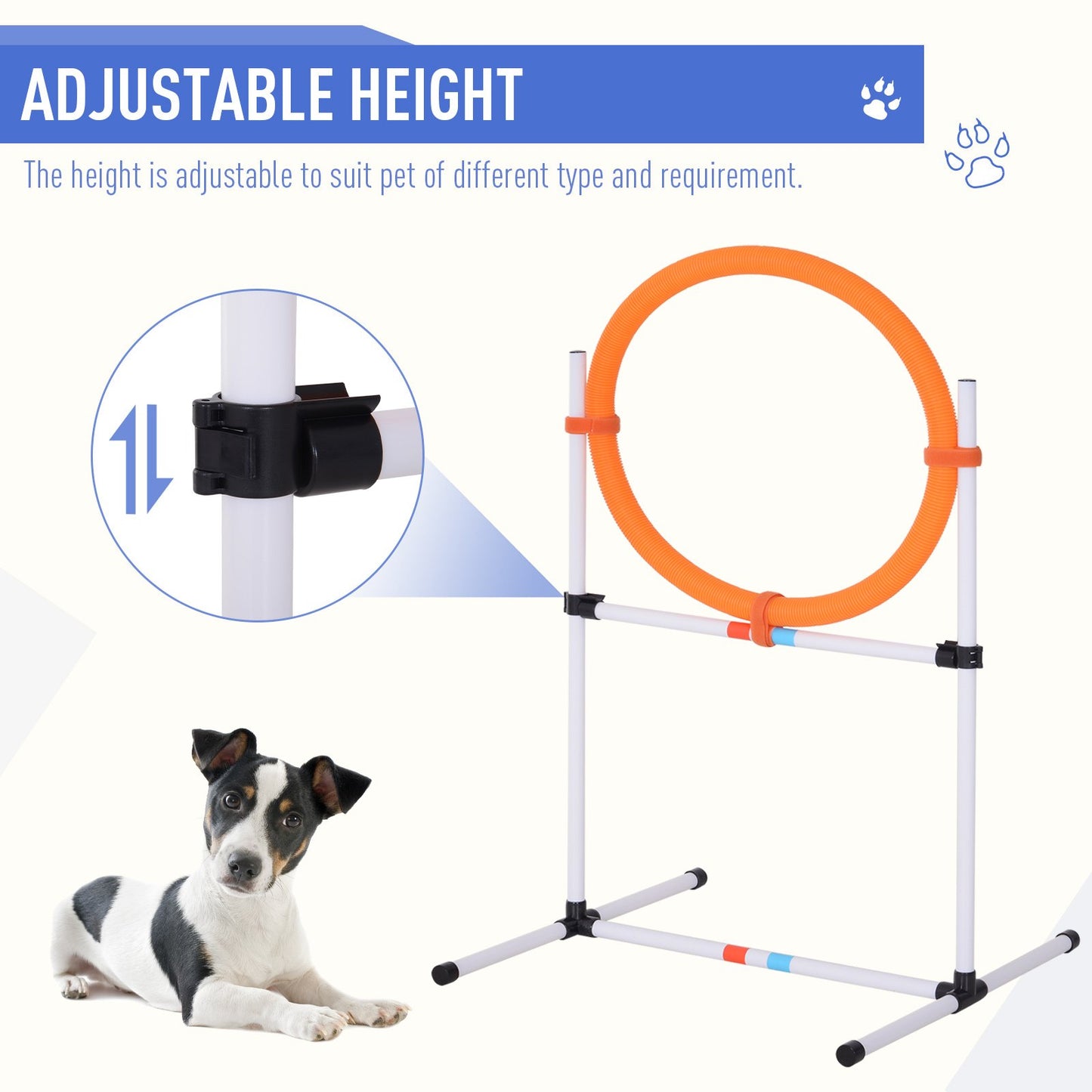 PawHut Pet Agility Training Equipment Dog Play Run Jump Obedience Training Set Carry Bag Adjustable (Pole + Hoop + Hurdle+Tunnel + Pause Box) - Baig Merchant