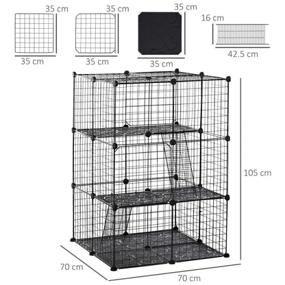 PawHut Pet Playpen DIY Small Animal Cage Enclosure Metal Wire Fence 39 Panels with 3 Doors 2 Ramps for Kitten Bunny Chinchilla Pet Mink Black - Baig Merchant