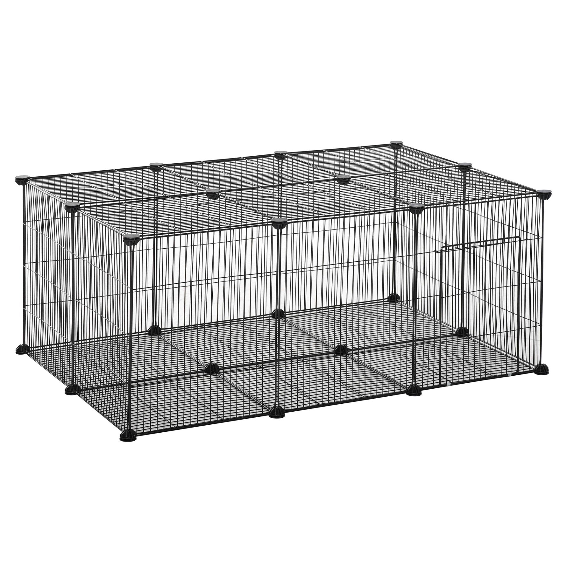 PawHut Pet Playpen DIY Small Animal Cage Metal Fence with Door, 22 Pieces, for Bunny Chinchilla Hedgehog Guinea Pig - Baig Merchant