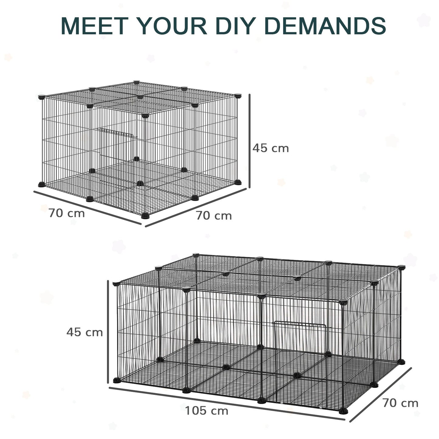 PawHut Pet Playpen DIY Small Animal Cage Metal Fence with Door, 22 Pieces, for Bunny Chinchilla Hedgehog Guinea Pig - Baig Merchant