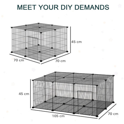 PawHut Pet Playpen DIY Small Animal Cage Metal Fence with Door, 22 Pieces, for Bunny Chinchilla Hedgehog Guinea Pig - Baig Merchant